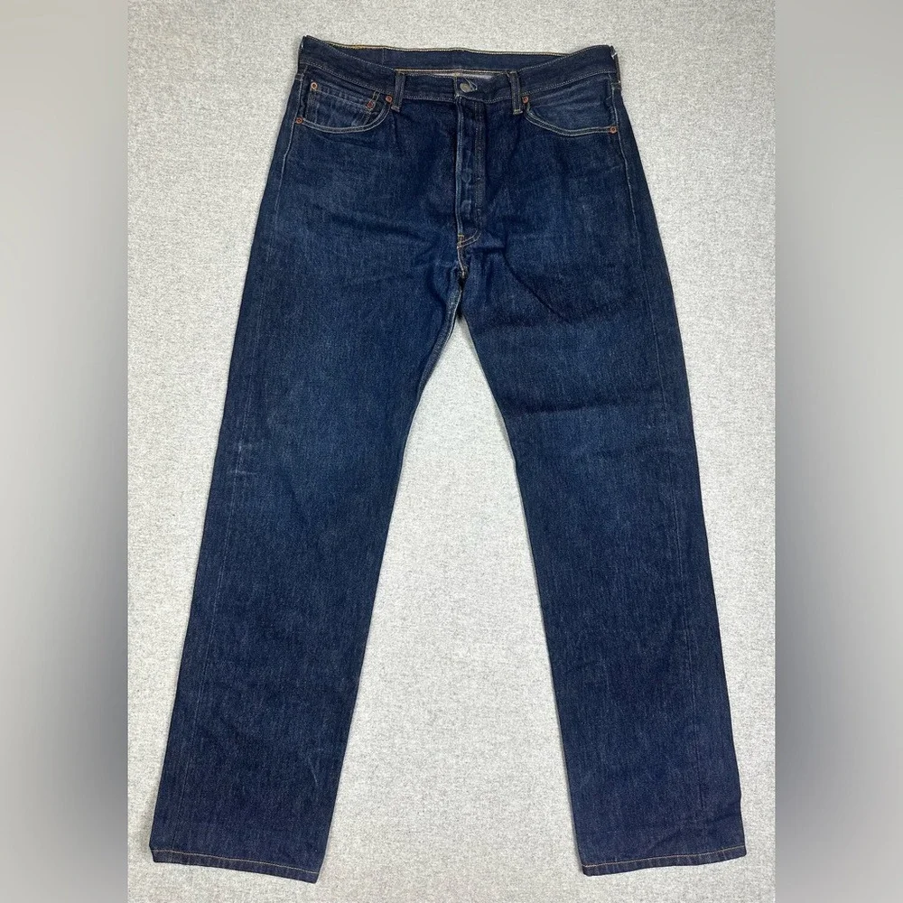 Levis 501 Jean 36x32 Indigo Darkwash Denim Straight‎ Leg Button Fly Classic Fit